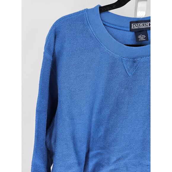Land's End Men's Blue Long Sleeve Crew Beck Cotton Knit Sweater Size L - Picture 2 of 5